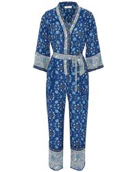 Stine Goya Trinity Belted Hammered-satin Jumpsuit in Sky Blue (Blue) - Lyst