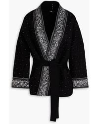 Maje - Quilted Studded Paisley-print Knitted Jacket - Lyst