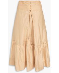 FARM Rio - Gathered Cotton Midi Skirt - Lyst
