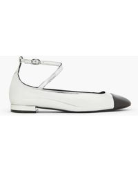 Stuart Weitzman - Eden Smooth And Mirrored-leather Ballet Flats - Lyst