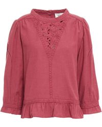 Ba&sh - Broderie Anglaise-trimmed Cotton And Linen-blend Top - Lyst