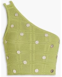 Sandro - Maxou One-shoulder Cropped Embellished Crochet Top - Lyst