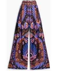 FARM Rio - Printed Satin Wide-Leg Pants - Lyst