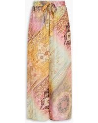 Zimmermann - Printed Silk-Habotai Wide-Leg Pants - Lyst