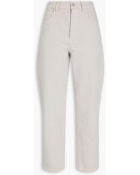 Brunello Cucinelli - Bead-Embellished Metallic High-Rise Tapered Jeans - Lyst