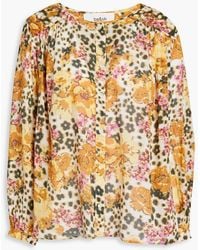 Ba&sh - Gerafftes hemd aus baumwoll-voile mit floralem print - Lyst