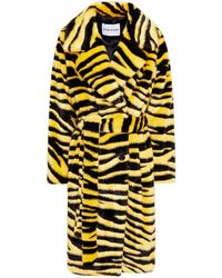 Stand Studio Belted Tiger-print Faux Fur Coat - Yellow