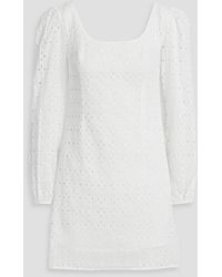 HVN - Jules Broderie Anglaise Cotton Mini Dress - Lyst
