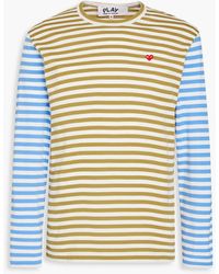 Comme des Garçons - Appliquéd Striped Cotton-jersey T-shirt - Lyst