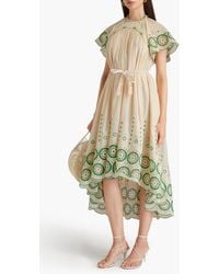 【ZIMMERMANN】fringed broderie anglaise cotton ドレス Zimmermann Fringed Broderie Anglaise Cotton And Macramé Maxi