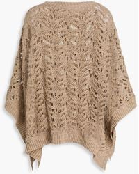 Brunello Cucinelli - Sequin-Embellished Open-Knit Linen-Blend Top - Lyst