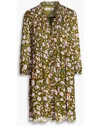 Diane von Furstenberg - Layla Pintucked Floral-print Chiffon Mini Dress - Lyst