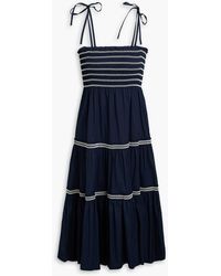 Tory Burch - Convertible Smocked Cotton-blend Poplin Midi Skirt - Lyst