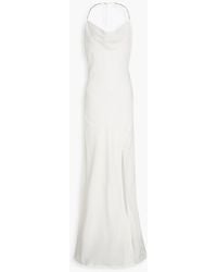 Nicholas - Melia Crystal-embellished Draped Crepe Halterneck Maxi Dress - Lyst