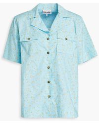 Ganni - Floral-print Organic Cotton-poplin Shirt - Lyst