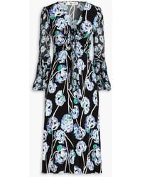 Diane von Furstenberg - Shauna Floral-print Georgette-paneled Jersey Midi Dress - Lyst