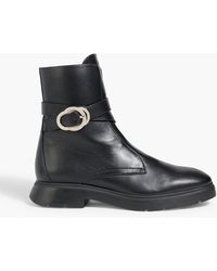 Stuart Weitzman - Crystal Buckle Leather Ankle Boots - Lyst