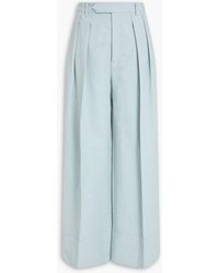 Zimmermann - Pleated Cotton And Silk-blend Wide-leg Pants - Lyst