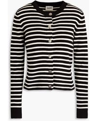 Claudie Pierlot - Striped Ribbed Wool And Cotton-blend Cardigan - Lyst