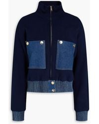 Sandro - Denim-paneled Knitted Jacket - Lyst