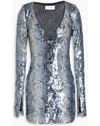 16Arlington - Solaria Sequined Snake-print Mesh Mini Dress - Lyst