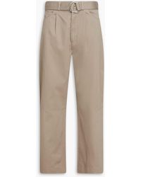 Nanushka - Belted Cotton-twill Straight-leg Pants - Lyst