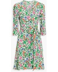 Diane von Furstenberg - Charlene Floral-print Crepe Mini Wrap Dress - Lyst