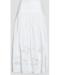 Sandro - Embellished Cotton-Poplin Midi Skirt - Lyst