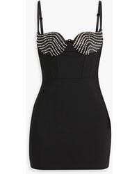 Area - Crystal-embellished Grain De Poudre Mini Dress - Lyst