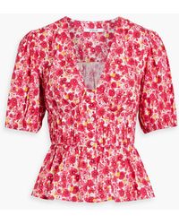 10 Crosby Derek Lam - Floral-print Cotton-blend Poplin Top - Lyst