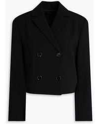 Theory - Cropped Double-breasted Crepe Blazer - Lyst