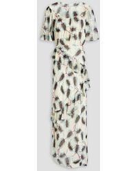 Saloni - Vida Ruffled Printed Silk-georgette Maxi Dress - Lyst