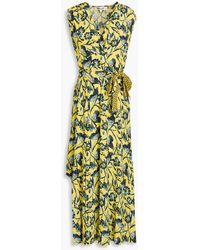 Diane von Furstenberg - Gathered Floral-print Crepe Midi Dress - Lyst
