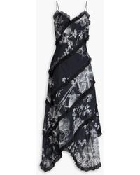 Charo Ruiz - Ninay midikleid aus voile aus einer baumwollmischung mit floralem print und rüschen - Lyst