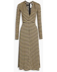 Victoria Beckham - Pleated Printed Satin Midi Dress - Lyst