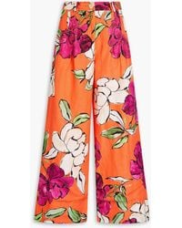 Aje. - Dazzling Floral-print Linen-blend Wide-leg Pants - Lyst