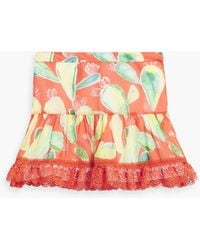 Charo Ruiz - Victoria Lace-trimmed Printed Cotton-blend Voile Mini Skirt - Lyst