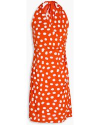 Diane von Furstenberg - Tawnia Wrap-effect Printed Jersey Halterneck Mini Dress - Lyst