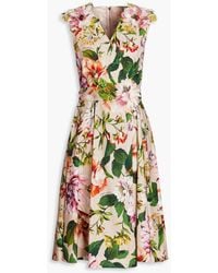 Dolce & Gabbana - Embellished Floral-print Cotton-poplin Midi Dress - Lyst