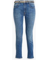 Stella McCartney - Halbhohe jeans mit geradem bein und gürtel - Lyst