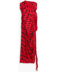 Maison Margiela - Draped Printed Silk-blend Chiffon Midi Dress - Lyst