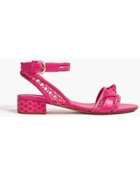 Alexandre Birman - Clarita 30 Embroidered Mesh-Trimmed Leather Sandals - Lyst