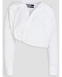 Jacquemus - Asymmetric Cropped Cotton-poplin Shirt - Lyst
