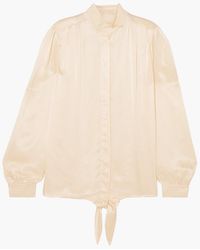 Envelope - Falcon Tie-detailed Pleated Charmeuse Blouse - Lyst