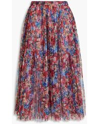 Philosophy Di Lorenzo Serafini - Pleated Floral-print Tulle Midi Skirt - Lyst
