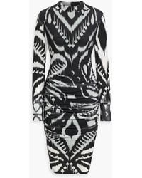FARM Rio - Ruched Printed Stretch-Tulle Midi Dress - Lyst