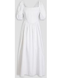 Rosetta Getty - Gathered Cotton-twill Midi Dress - Lyst