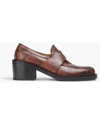 Dries Van Noten - Snake-Effect Leather Loafers - Lyst