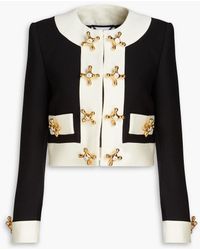 Moschino - Cropped Two-tone Wool-crepe Jacket - Lyst