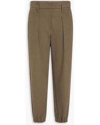 Brunello Cucinelli - Cropped Bead-embellished Cotton-blend Jersey Track Pants - Lyst
